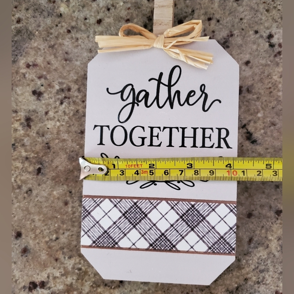 NEW "Gather Together" Wooden Tabletop Shelf Sitter 7.5"x4"‎ Home Decor White Blk - Picture 5 of 7